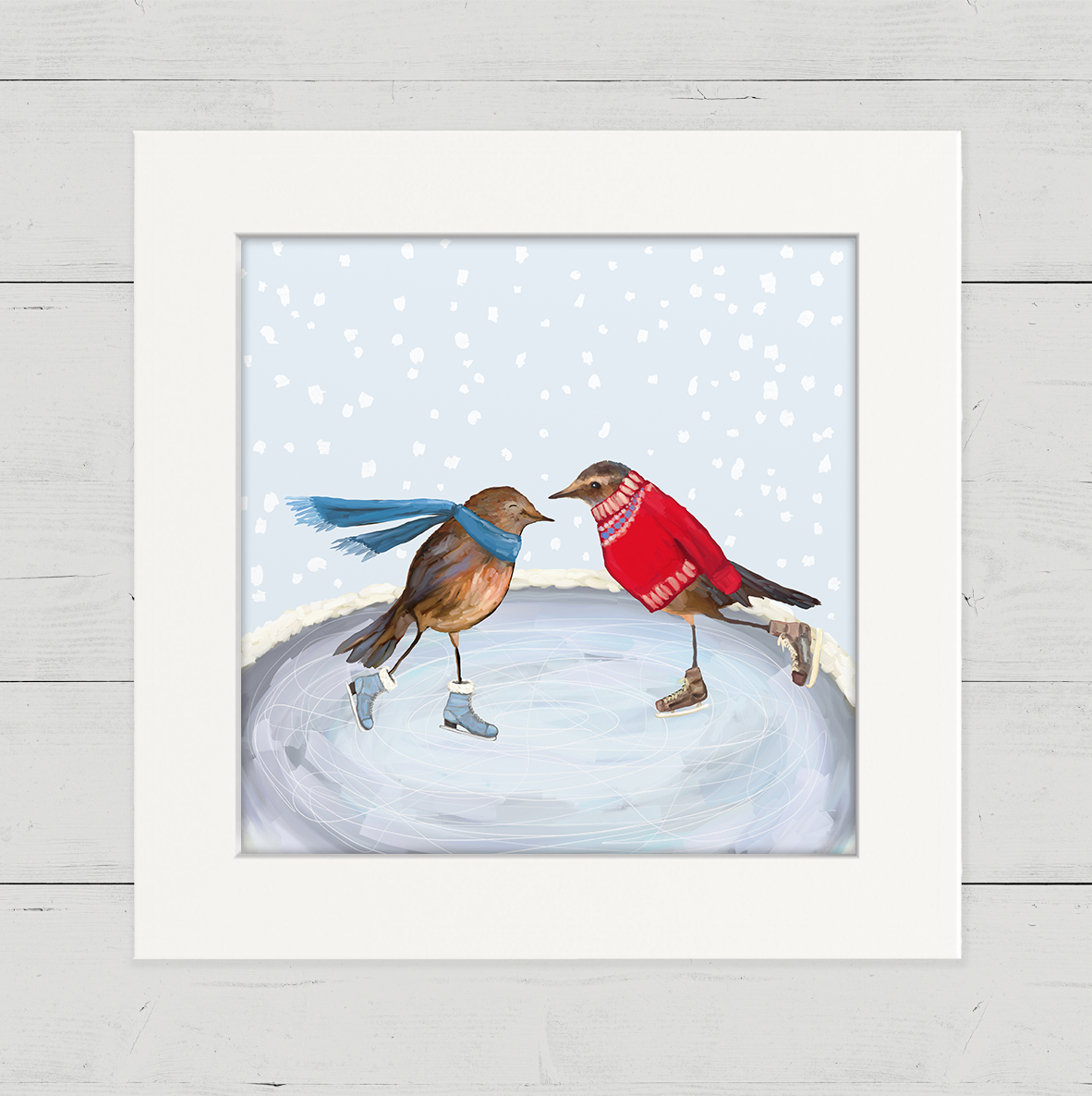 Holiday Collection - Skating Birds Happy Square