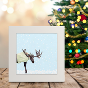 Holiday Collection - Snowy Moose in Sweater Happy Square