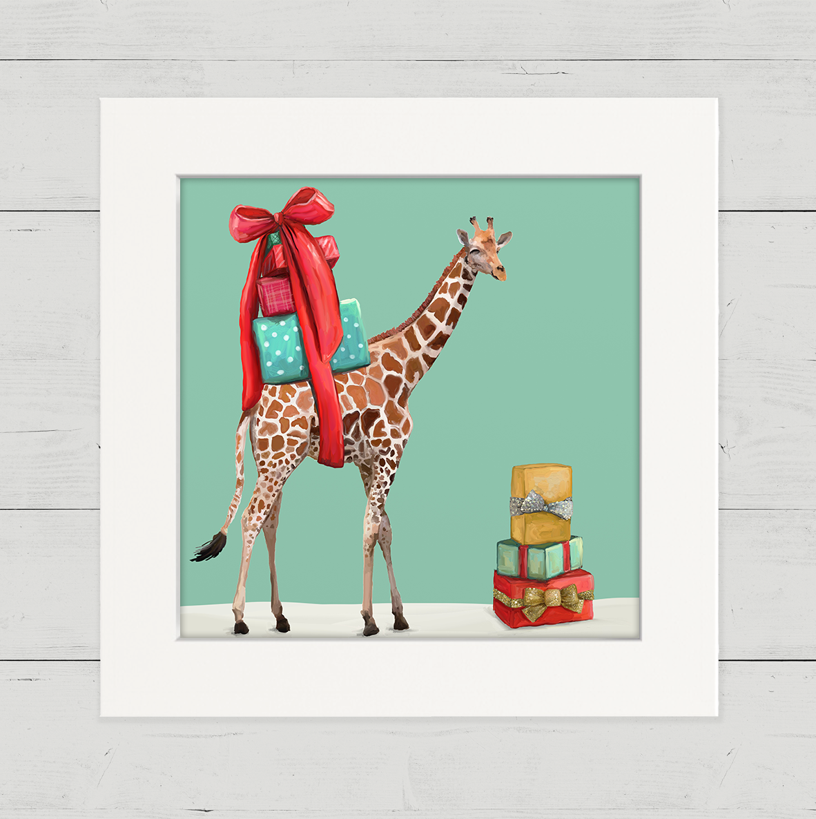 Holiday Giraffe Happy Square