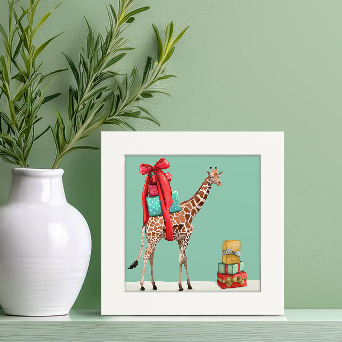 Holiday Giraffe Happy Square