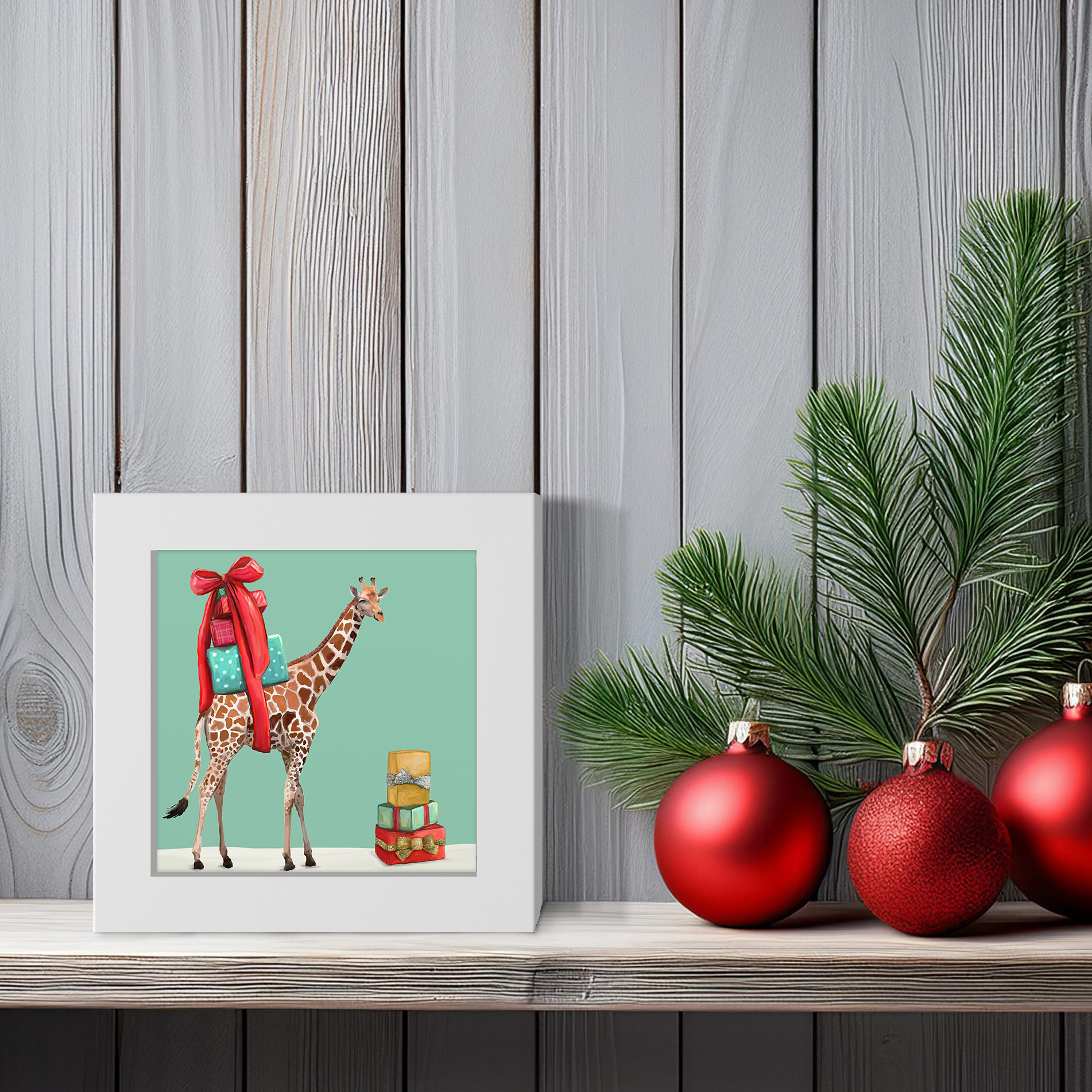 Holiday Giraffe Happy Square