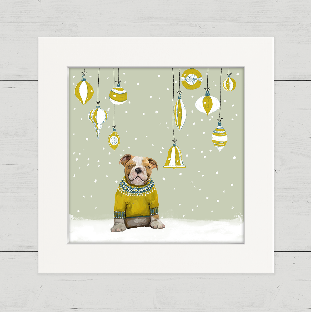 Holiday Party Bulldog Pup Happy Square
