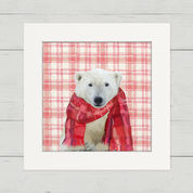 Holiday Plaid Polar Bear Happy Square