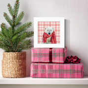 Holiday Plaid Polar Bear Happy Square
