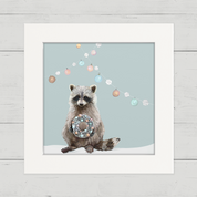 Holiday Raccoon with Wreath Happy Square