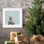 Holiday Raccoon with Wreath Happy Square