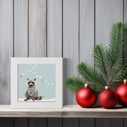 Holiday Raccoon with Wreath Happy Square