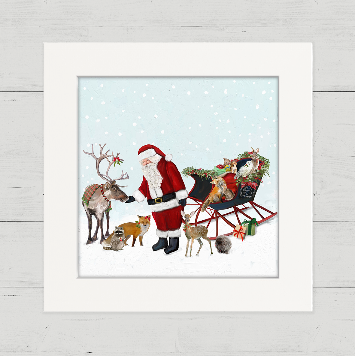 Holiday Santa with Friends Happy Square