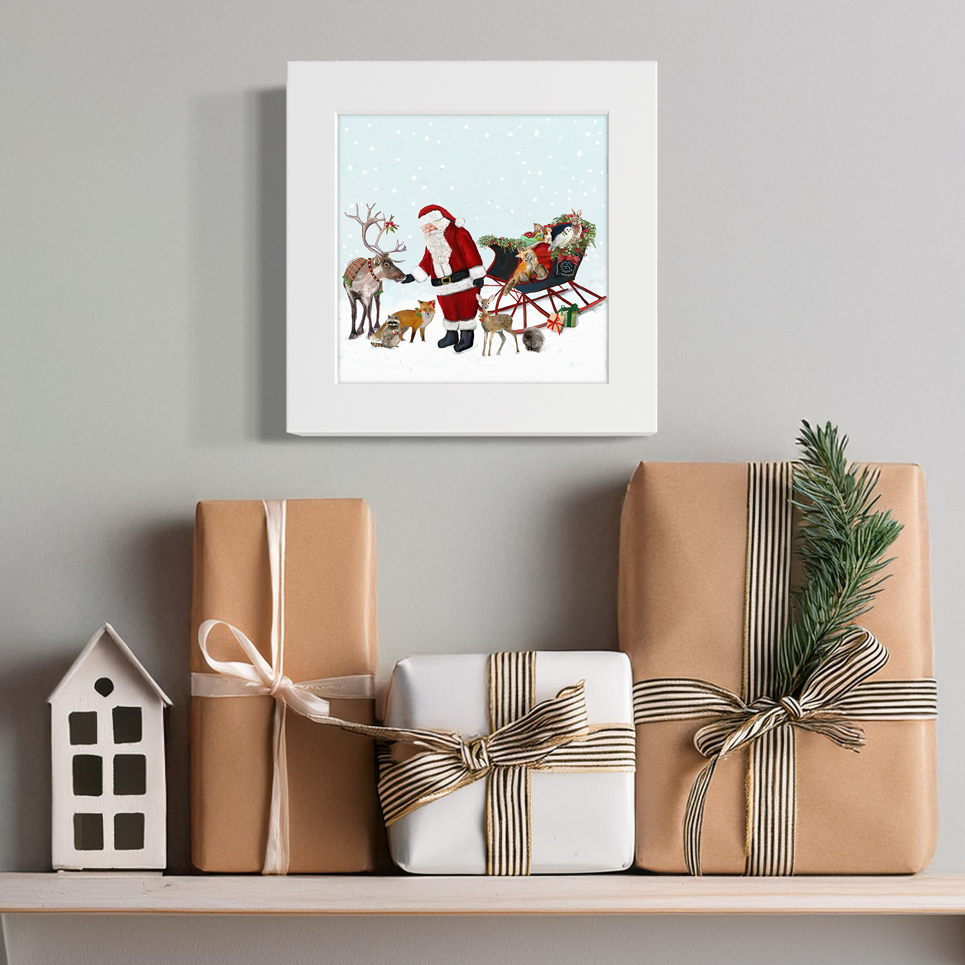 Holiday Santa with Friends Happy Square