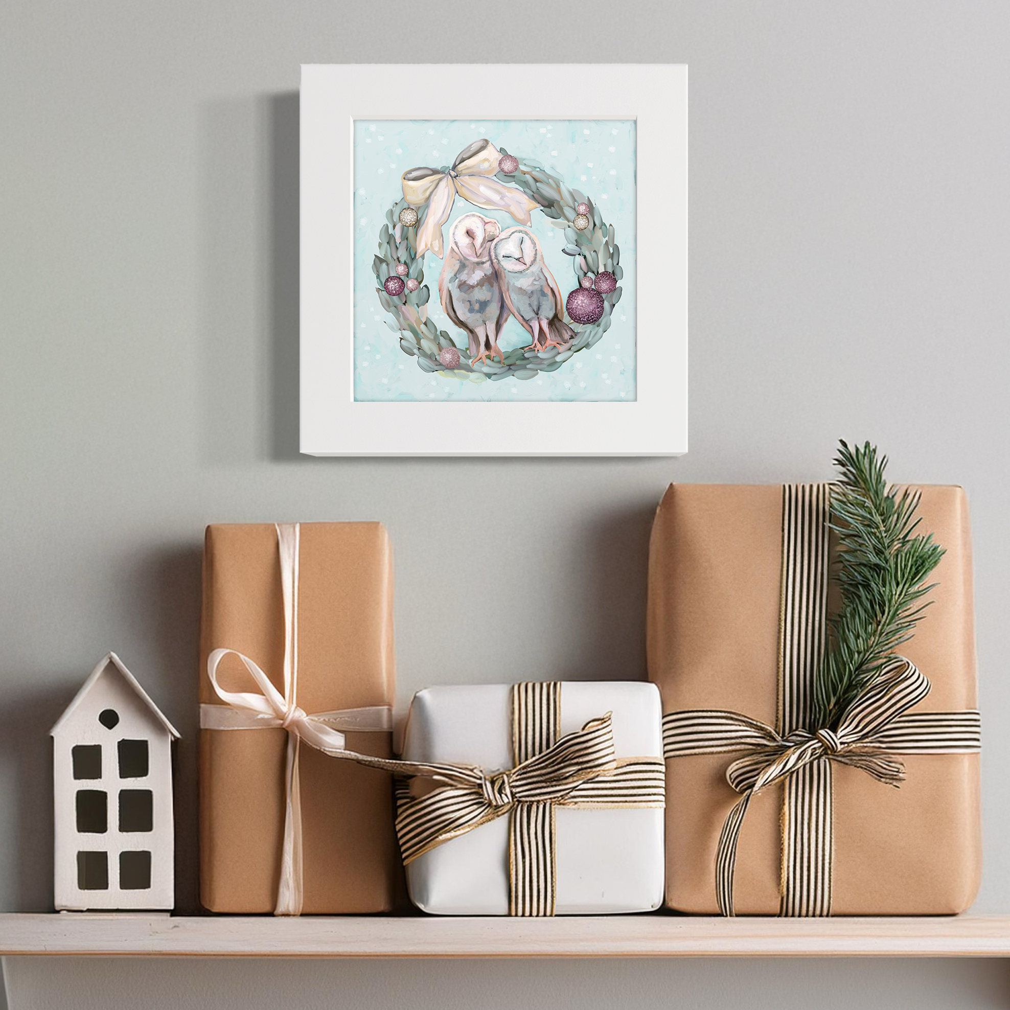 Holiday Sugar Plum Owls Happy Square