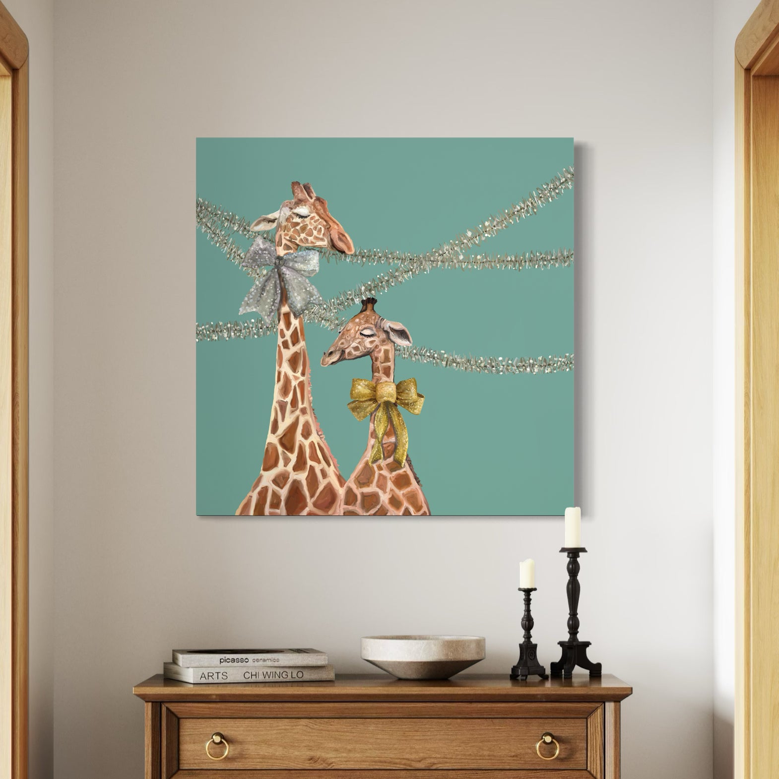 Holiday - New Year Giraffes Canvas Wrap