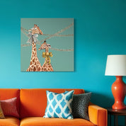 Holiday - New Year Giraffes Canvas Wrap