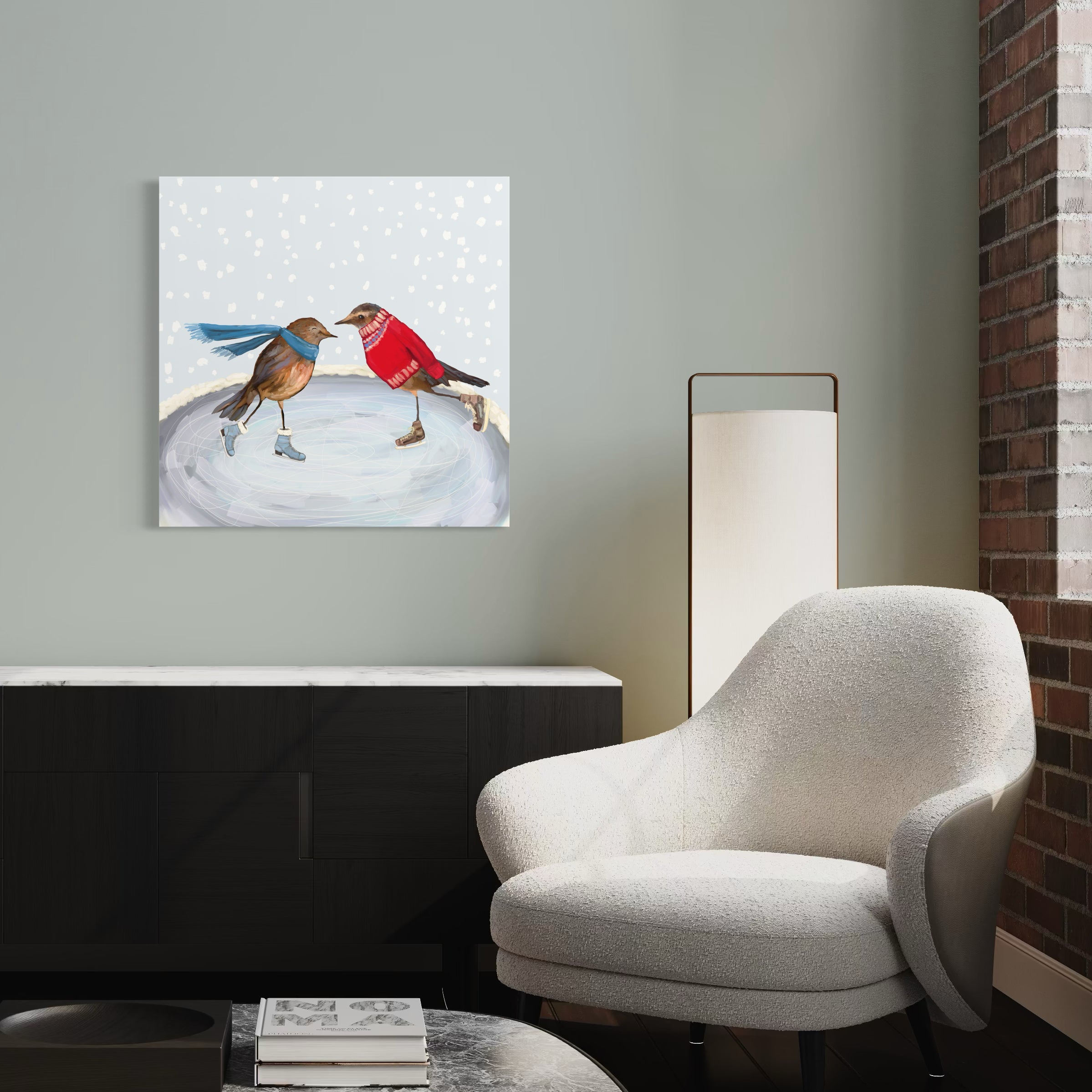 Holiday Collection - Skating Birds Canvas Wrap