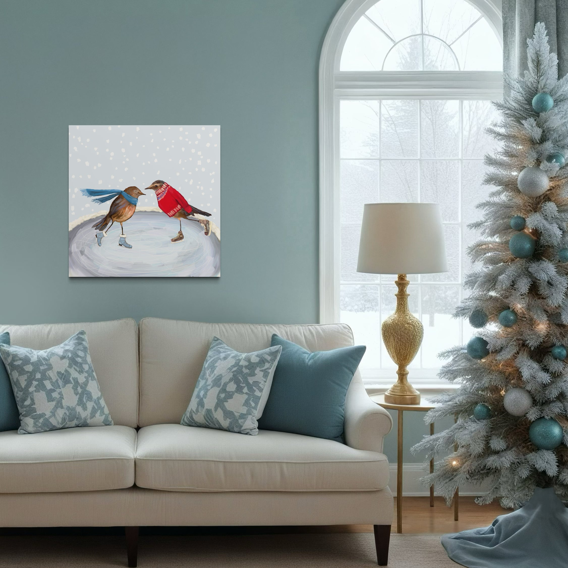 Holiday Collection - Skating Birds Canvas Wrap