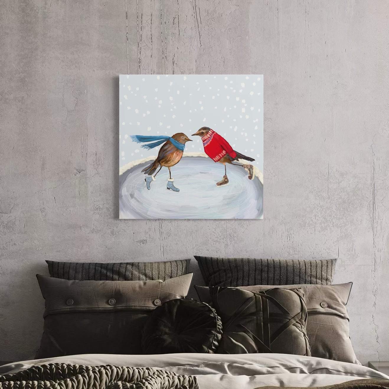 Holiday Collection - Skating Birds Canvas Wrap