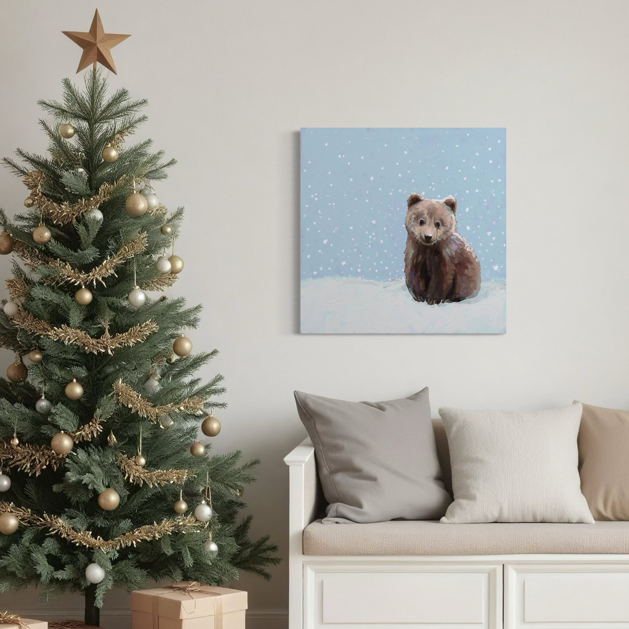 Holiday Collection - Snowy Baby Bear Canvas Wrap