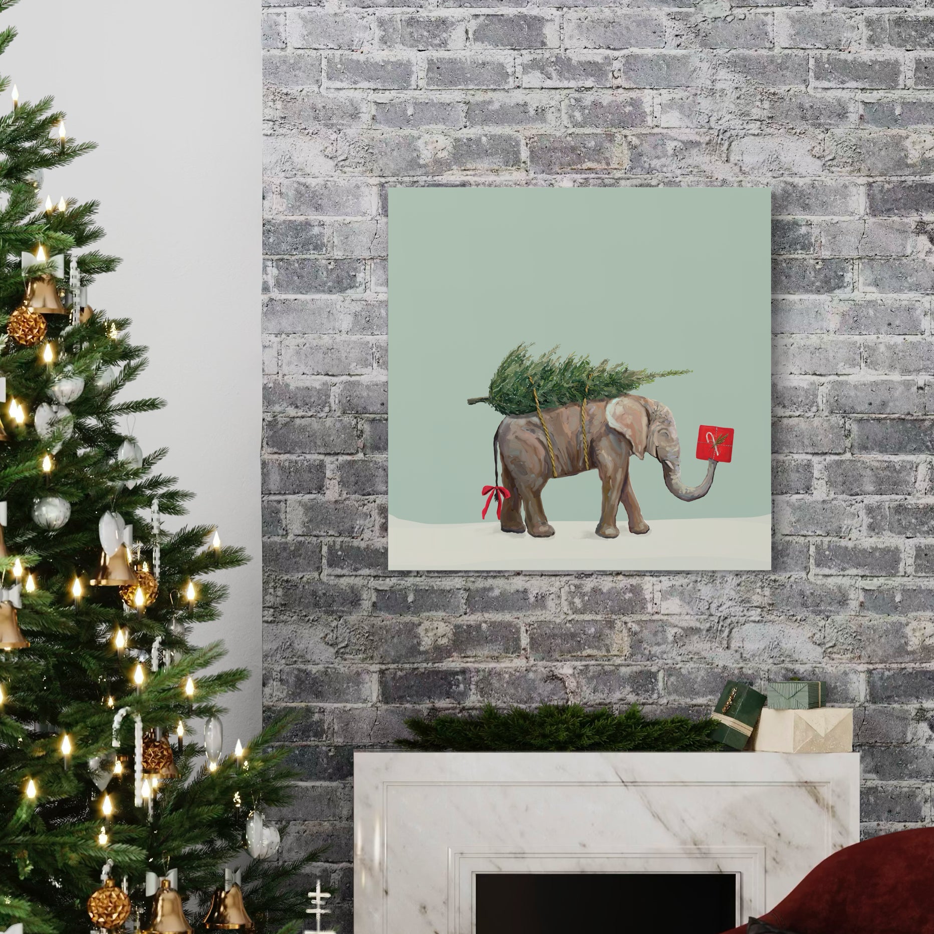 Holiday Elephant Canvas Wrap