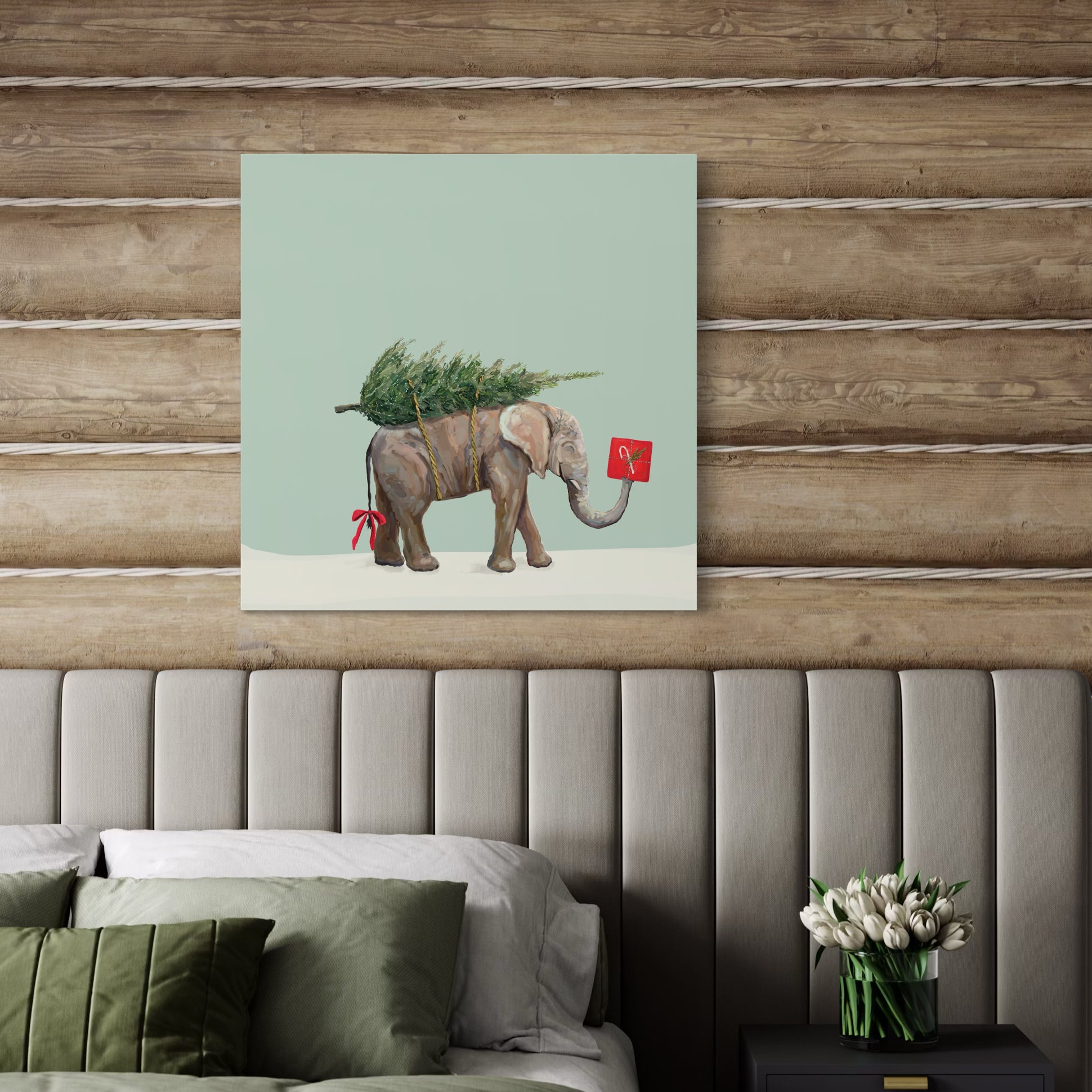 Holiday Elephant Canvas Wrap