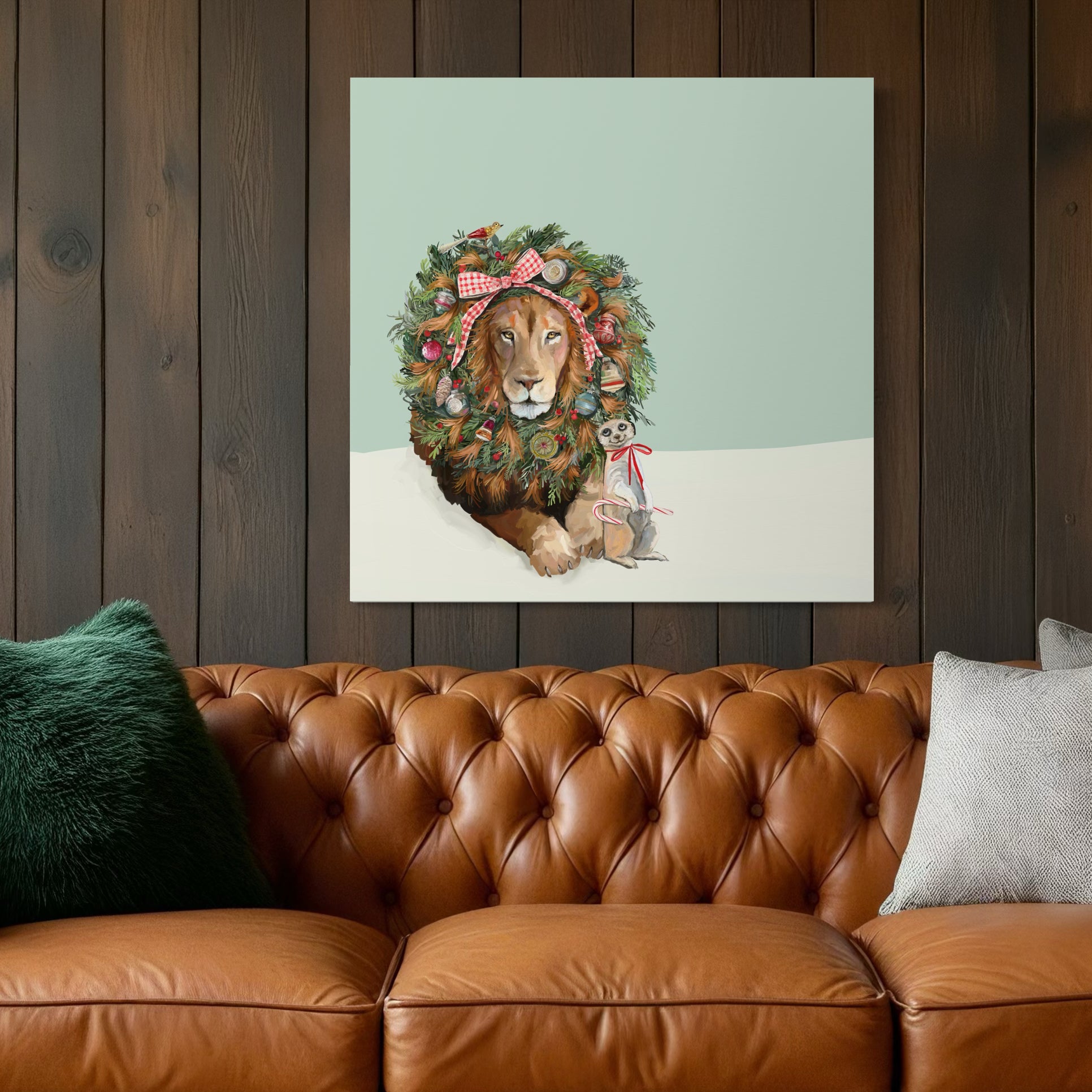 Holiday Lion Canvas Wrap