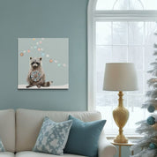 Holiday Raccoon with a Wreath Canvas Wrap