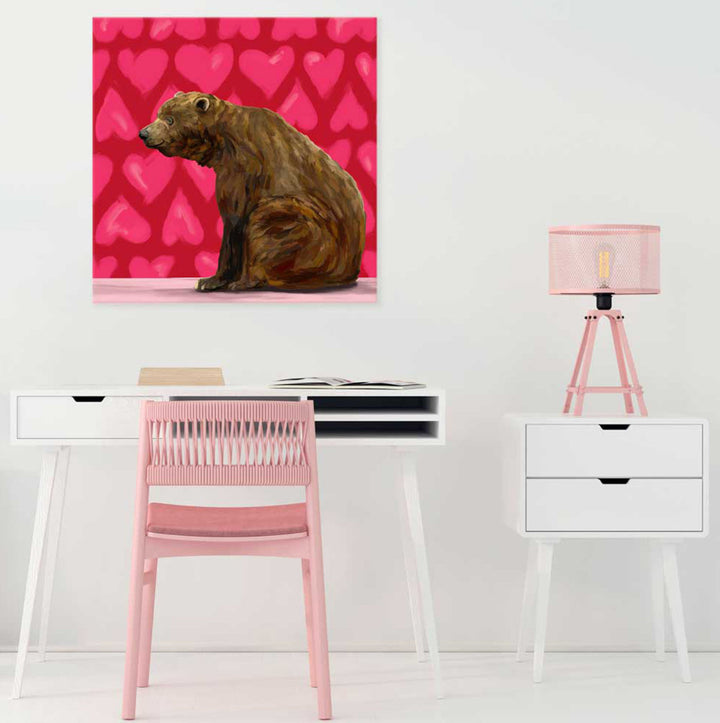 Valentine Bear Stretched Canvas Wall Art