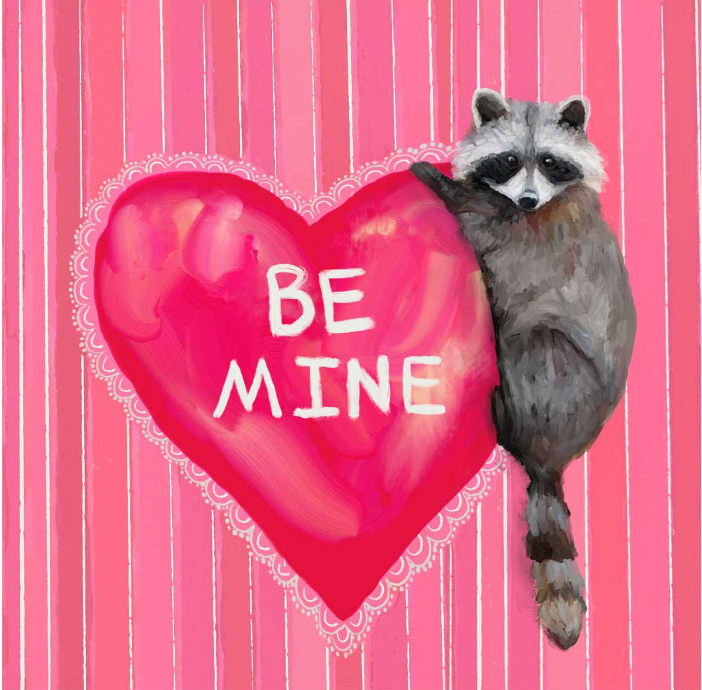 Valentine Raccoon Stretched Canvas Wall Art