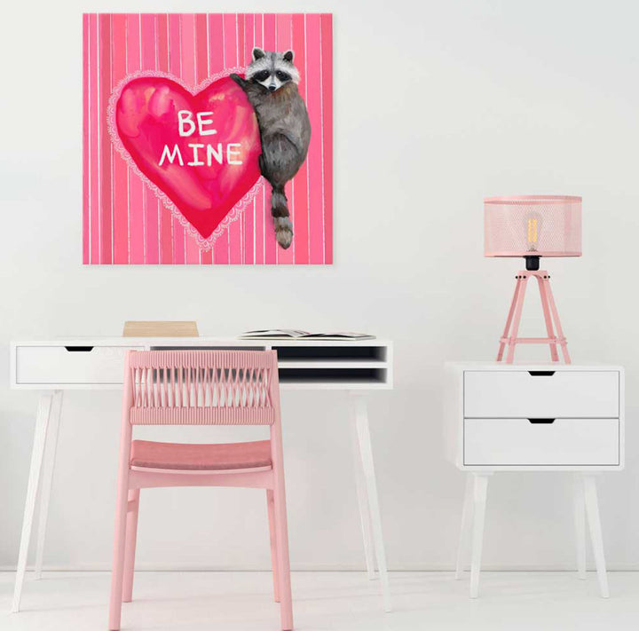 Valentine Raccoon Stretched Canvas Wall Art