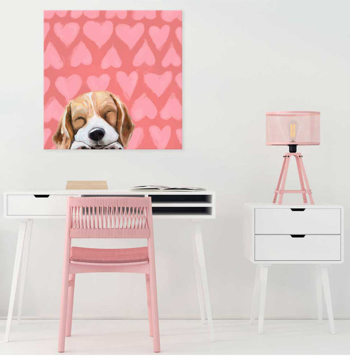 Valentine Pup Stretched Canvas Wall Art