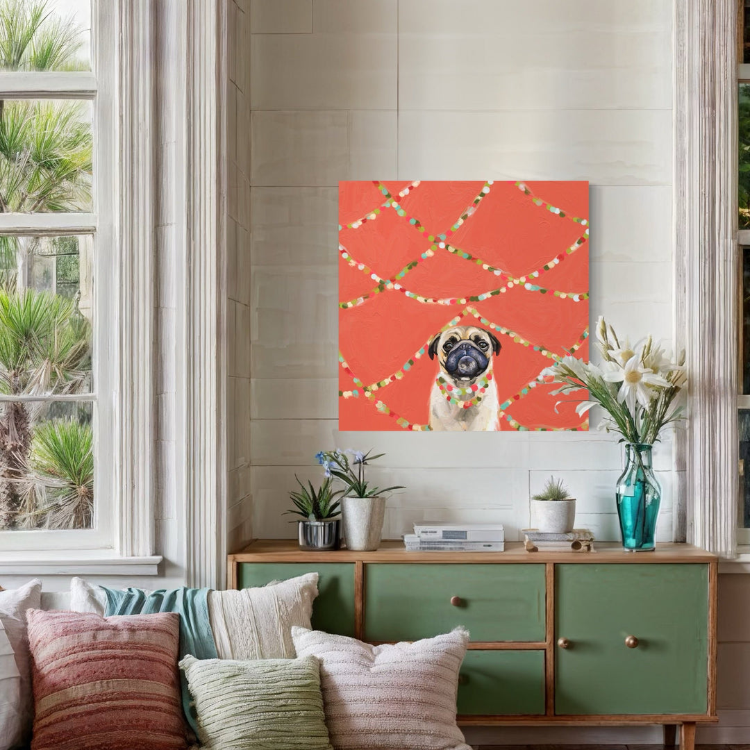 Festive Pug Canvas Wrap