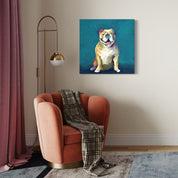 Best Friend - Bulldog on Blue Canvas Wrap