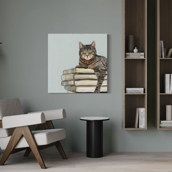 Cat on Books 2 Canvas Wrap