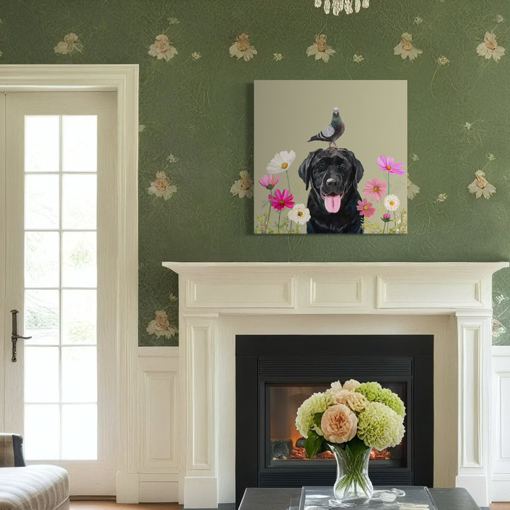 Dogs and Birds - Black Lab Canvas Wrap