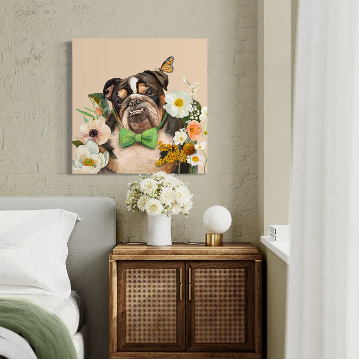 Floral Bulldog Canvas Wrap