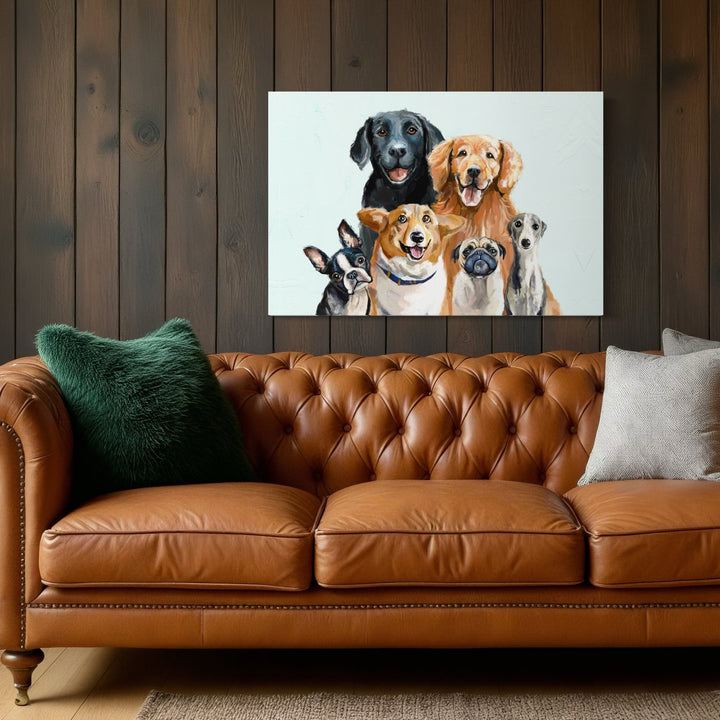 Dog Bunch 2 Landscape Canvas Wrap