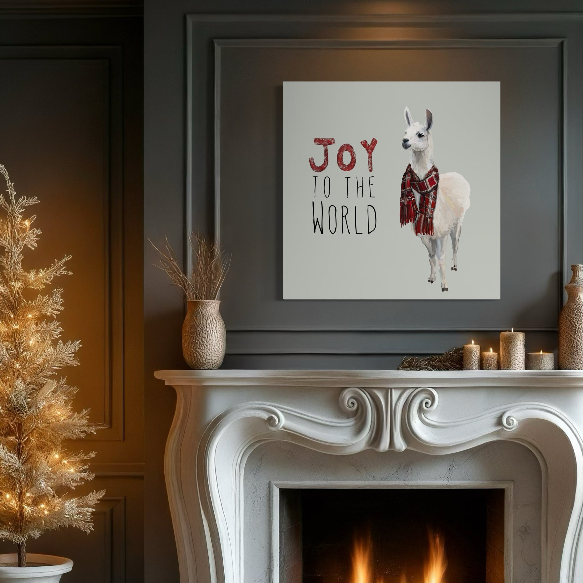 Joy to the Llama Canvas Wrap