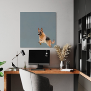 Jumping German Shepherd Canvas Wrap