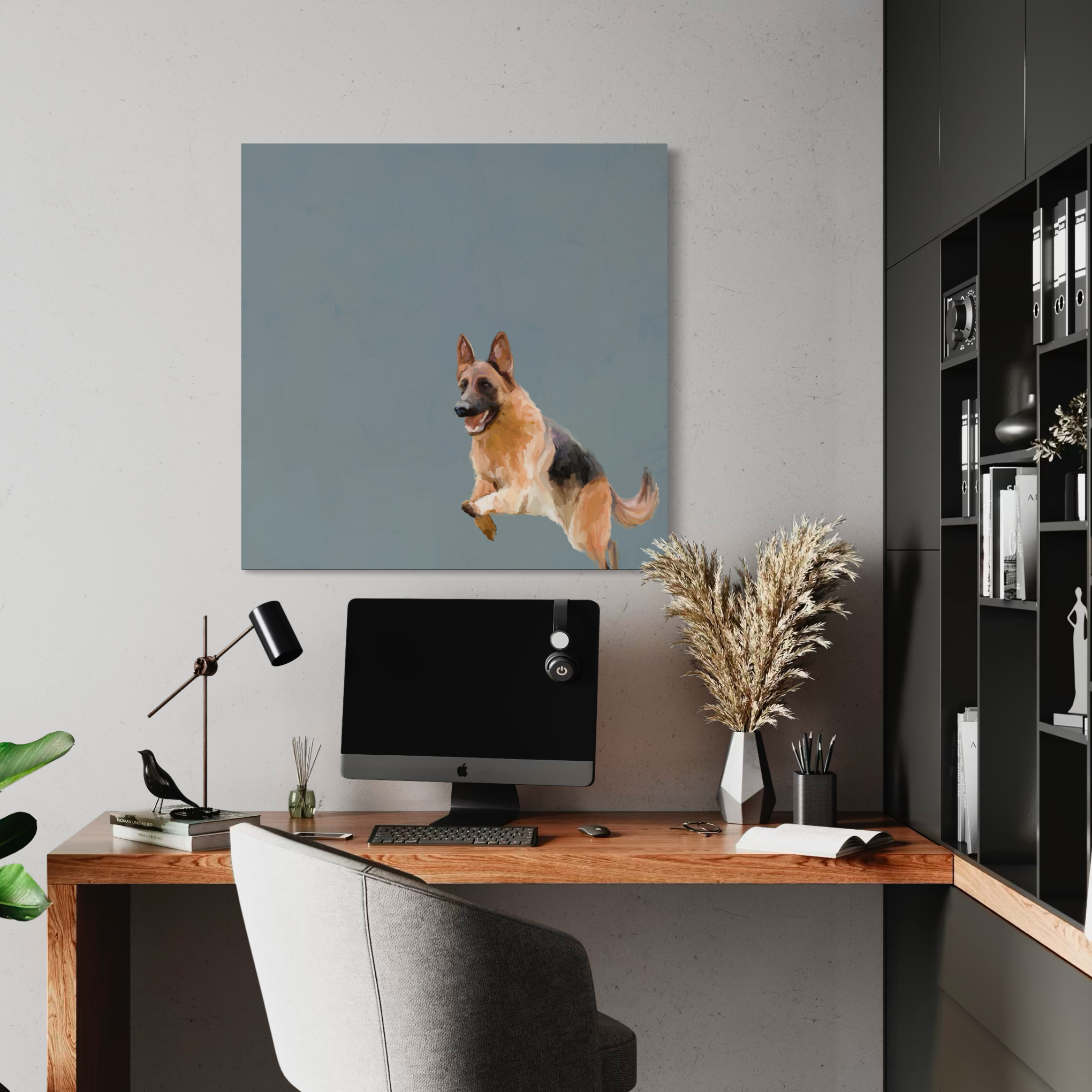 Jumping German Shepherd Canvas Wrap