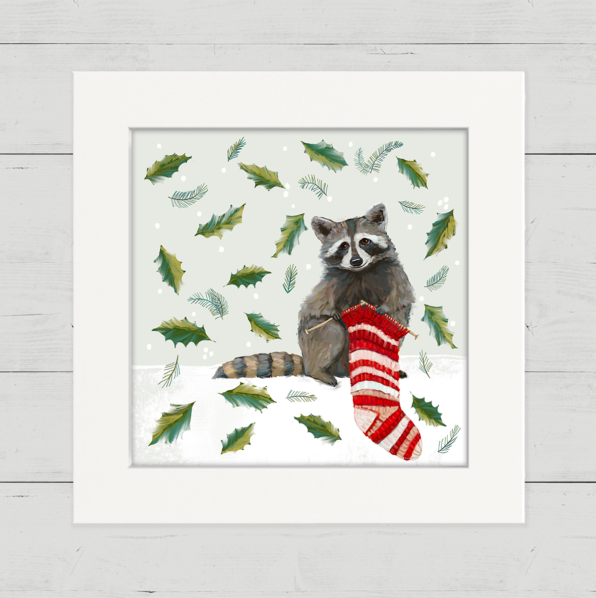 Knitting Raccoon Happy Square