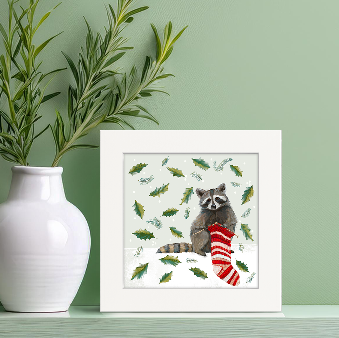 Knitting Raccoon Happy Square