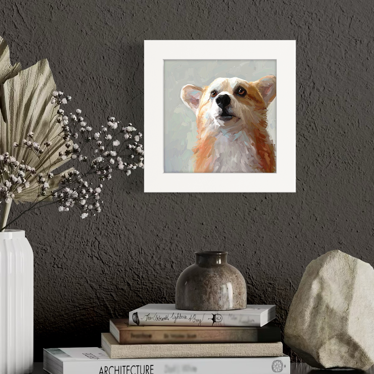 Looking Up Corgi Happy Square™