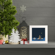 Nativity Sheep and Shepherd Happy Square
