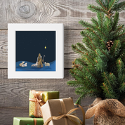 Nativity Sheep and Shepherd Happy Square