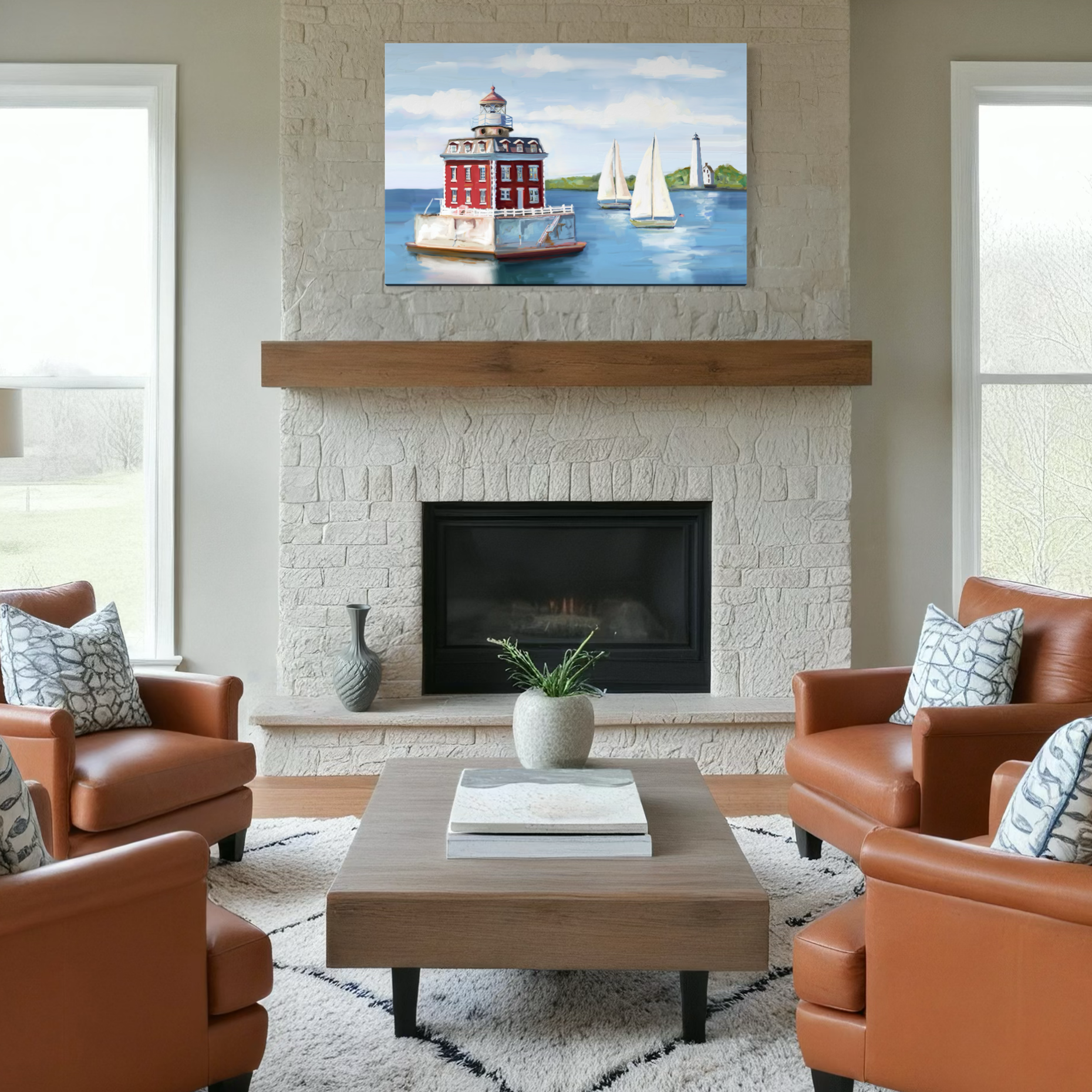 New London Ledge Lighthouse Canvas Wrap