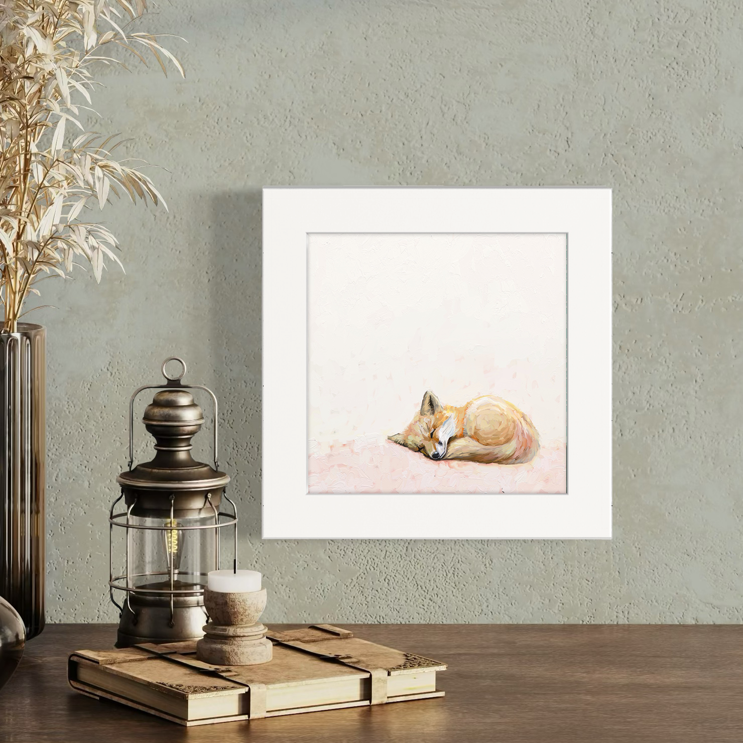 Pastel Pink Fox Happy Square