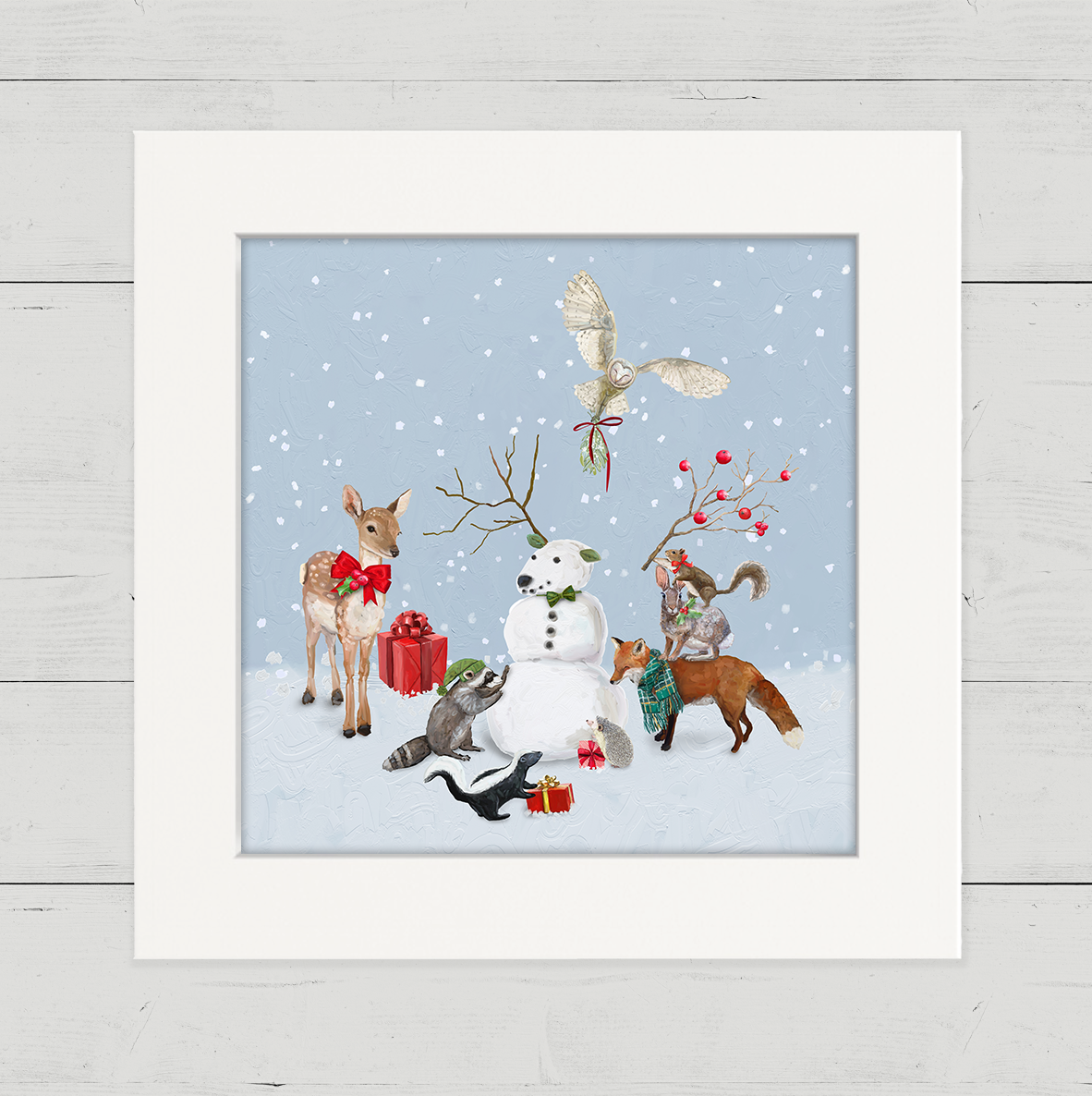 Reindeer Snowman Happy Square