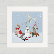 Reindeer Snowman Happy Square