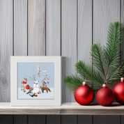 Reindeer Snowman Happy Square