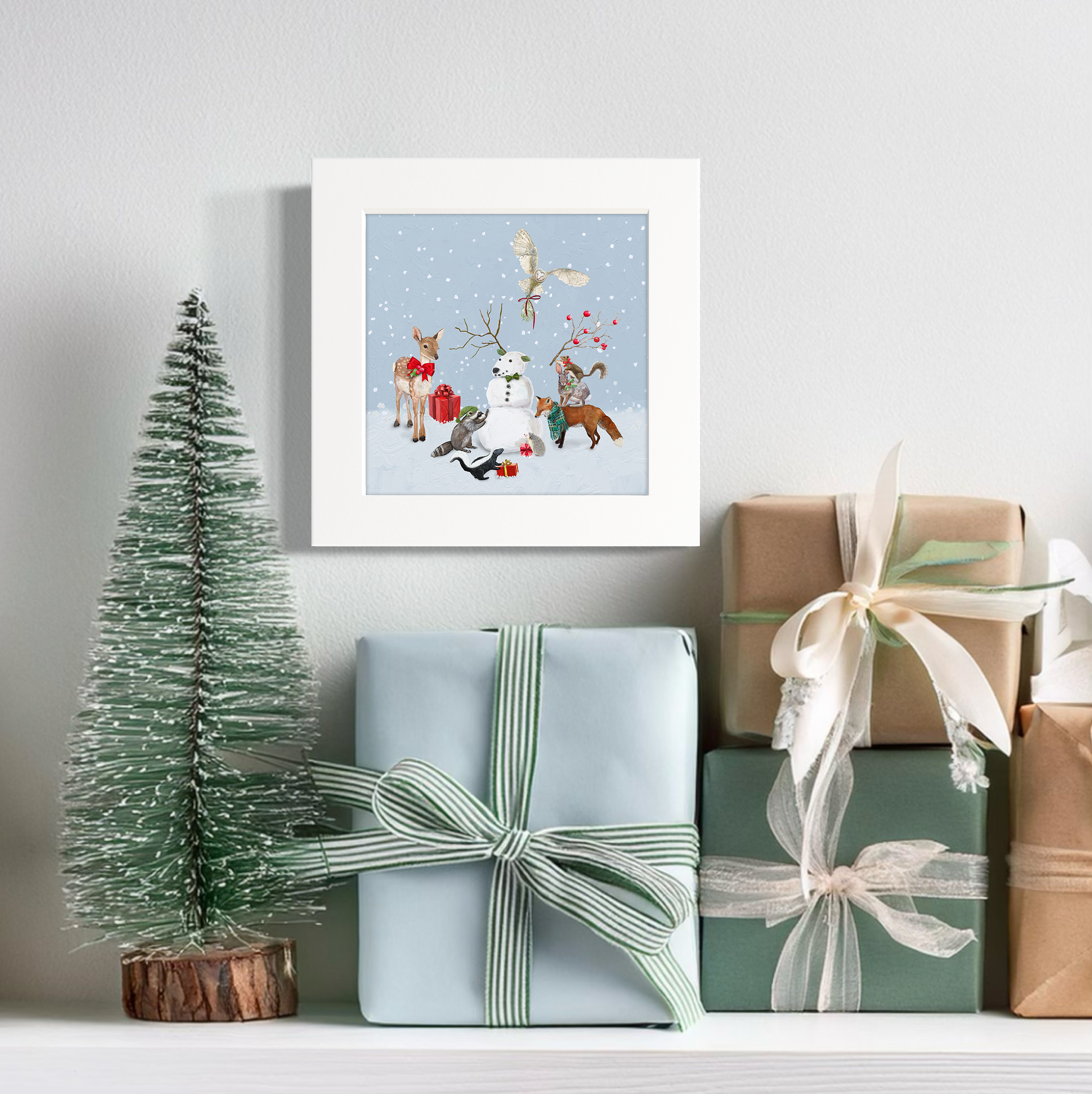 Reindeer Snowman Happy Square