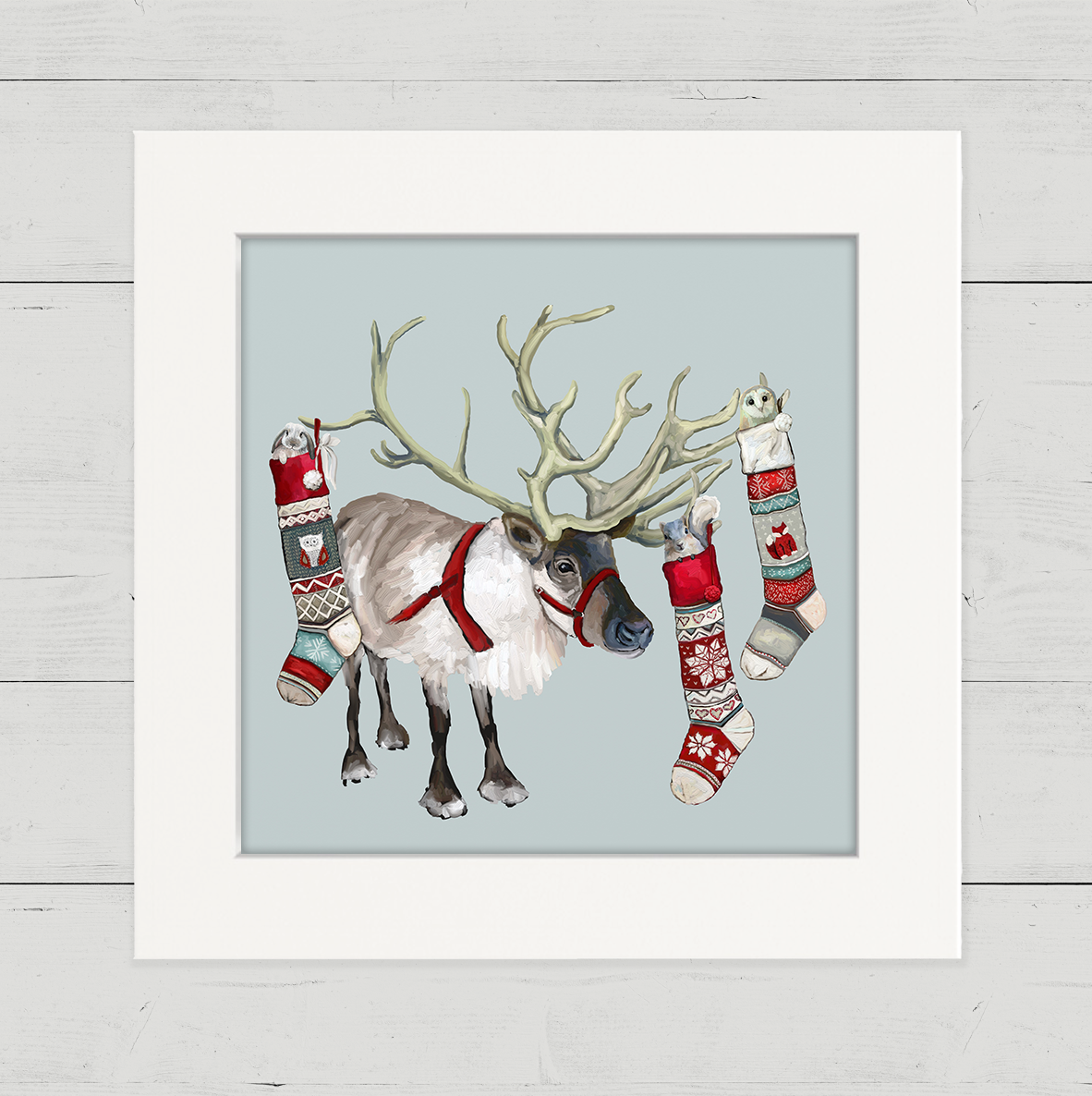 Reindeer Stockings Happy Square