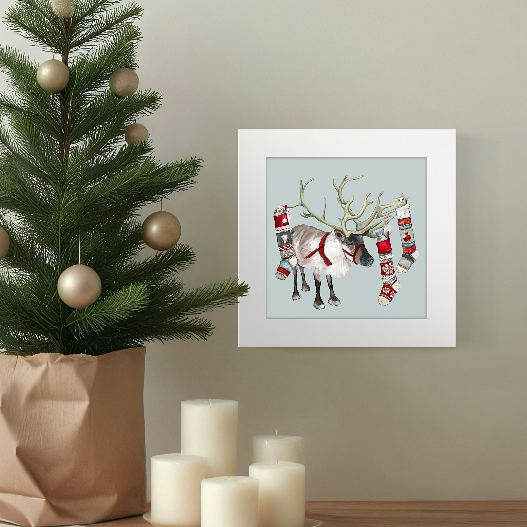 Reindeer Stockings Happy Square